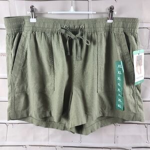 NEW Nautica Wmn's XL Linen Blend Pull On Shorts Green